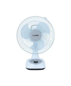 VISION RECHARGEABLE TABLE FAN 12" WHITE WITH USB CHARGER