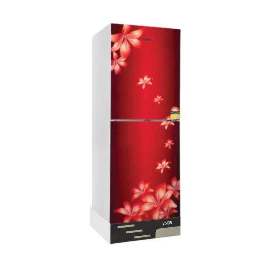 VISION GLASS DOOR REFRIGERATOR RE -222L  LILY FLOWER- MAROON TOP MOUNT